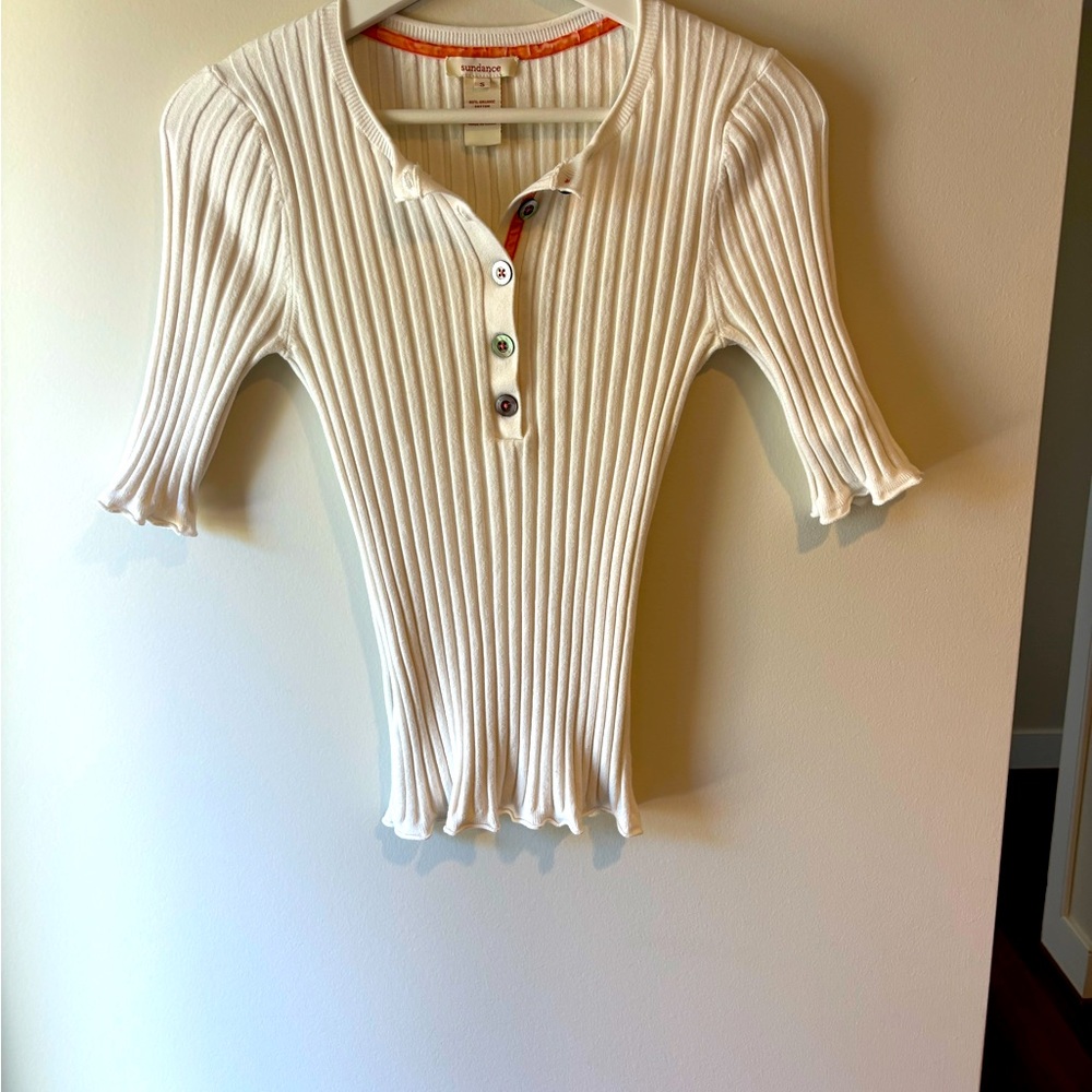 Sundance Legends ribbed organic cotton half sleeve Henley